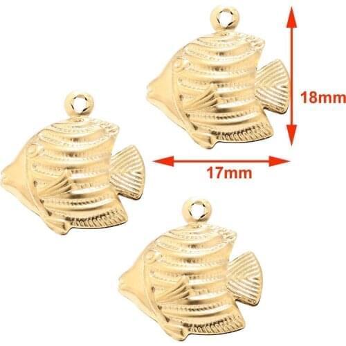 50pcs/lot 304 Stainless Steel Gold Sea Fish Charms for Jewelry Pendent Making Findings Accessories
