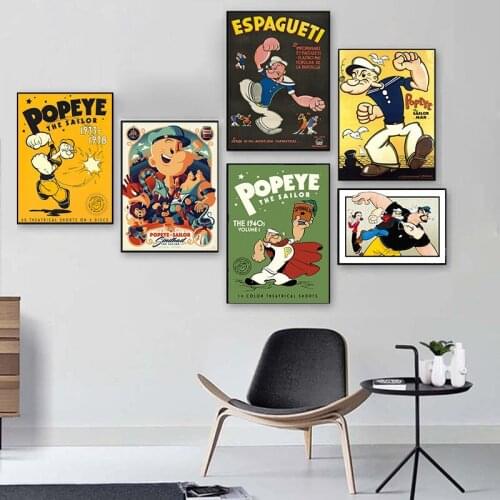 Popeye Tattoos Muscles Sailor Cartoon Posters Home Decor Wall Art Picture On Canvas Painting For Room