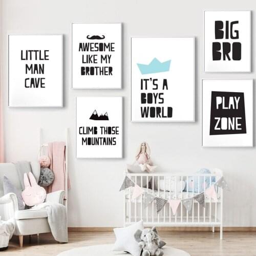 Little Baby Boy Letter Posters Cartoon Nursery Canvas Art Print Painting Kids Bedroom Decoration Wall Decorative Picture Nordic
