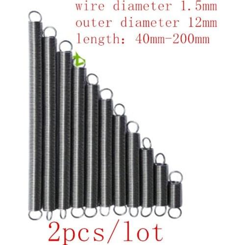 2pc wire 1.5mm outer diameter 12mm Dual Hook Long Expansion Tension Spring Hardware Accessories 304 Stainless length 60mm-150mm