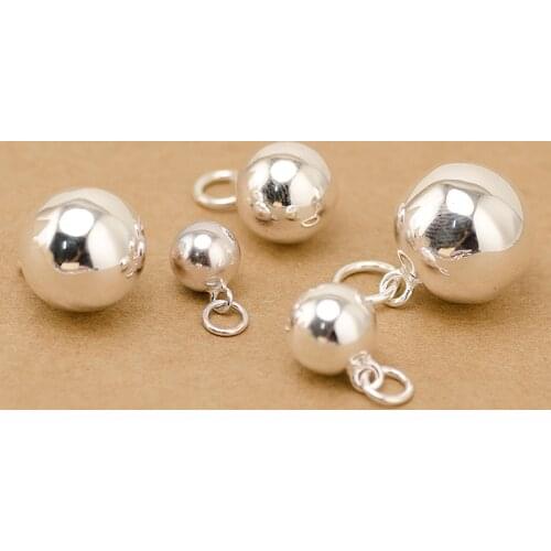 S925 Sterling Silver Beads Glossy Surface Pendant For Women Bracelet DIY Keychain Small Charms Chain Jewelry Making Accessories