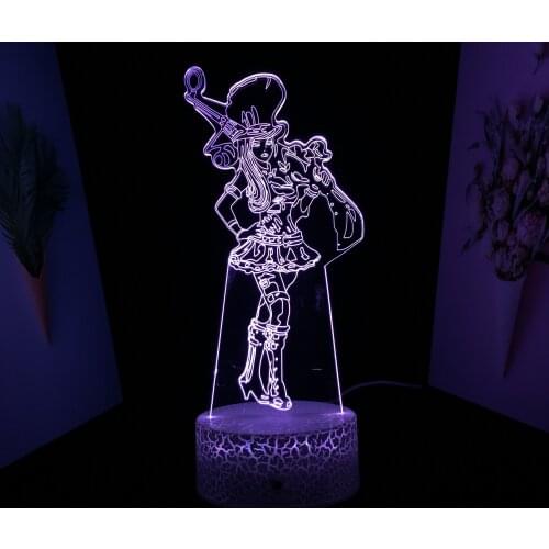 Game League of Legends Character Catherine3D LED Lamp 7 Color Changes With Remote Control Visual Illusion White Cracked Base