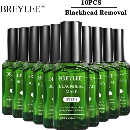 BREYLEE Blackhead Remover Serum Black Mask Shrink Pore Acne Treatment Anti-Aging Essence Skin Care Face Peeling Off Sheet Mask