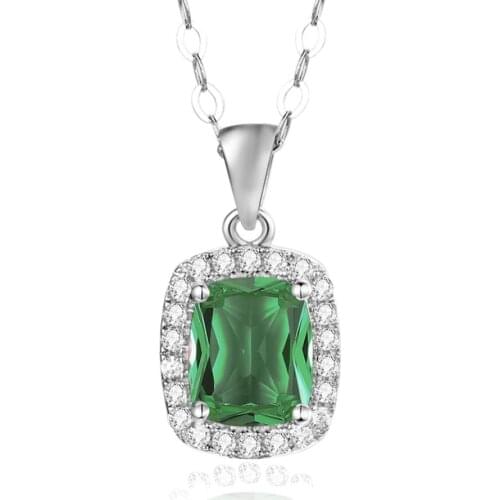 Szjinao Brand 14K White Gold Jewellry Women Emerald Pendants Necklace Bohemia May Birthstone Silver 925 Jewelry High Quality