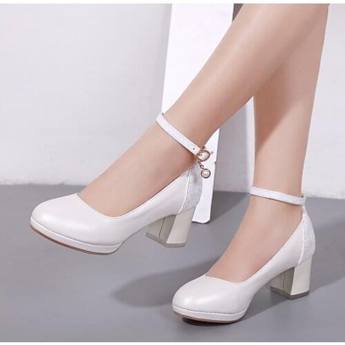 Lolita shoes round head waterproof platform white high heels thick heels comfortable spring and summer womens shoes