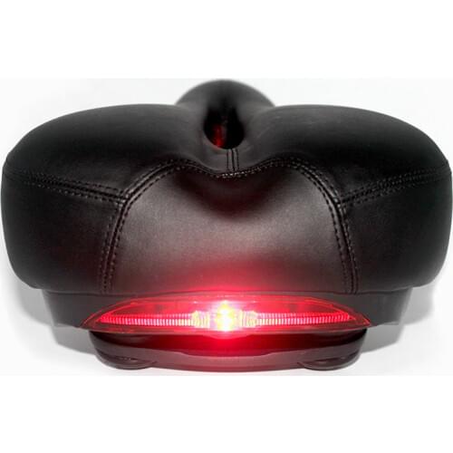 DRBIKE Bike Saddle Comfortable Thicken Soft Seat Sponge Big Cushion with Warning Taillight MTB Mountain City Bike Accessories