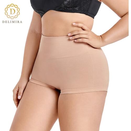 DELIMIRA Womens Plus Size Everyday Seamless Boyshort Tummy Control Shaping Panties