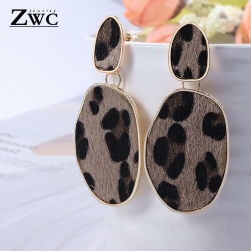 ZWC Fashion European American Style Vintage Leopard Earrings Jewelry for Women Party Simple Geometric Drop Earring Wholesale