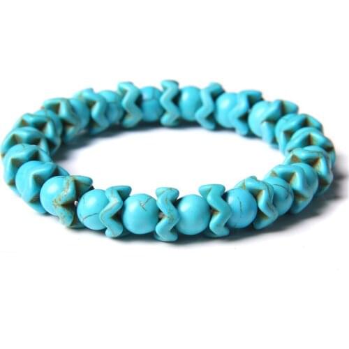 Blue Turquoises Series Beaded Charm Bracelet Natural Onyx Stone Beads Bracelet for Women Men Yoga Healing Energy Jewelry Gifts