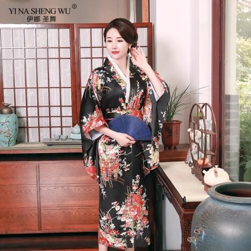 Woman Loose Japanese Kimono Home Sleep Wear Pajamas Lace Up Peacock Print V-neck Night Gown Yukata Bathing Robe Retro Cheongsam