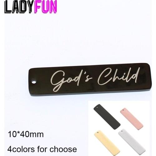 Gods Child Charm Stainless Steel Christian Gifts Charms DIY Pendant 10*40mm 10pcs