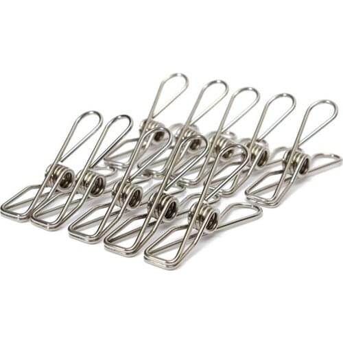 1000pcs/lot Stainless Steel Metal Spring Clips Clothes Hanging Pegs Clips Clamps Silver Binder Clips Home School Supply