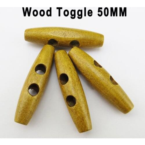 15PCS 50MM Wooden Horn Brown Toggles Clothes Sewing Buttons Fits Clothing Accessory WHB-117