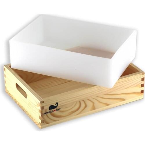 2.3L Rectangle Soap Mold Silicone Liner With Wood Box Cover For Cold Process Soap Making Supplies DIY Handmade Mould Tools