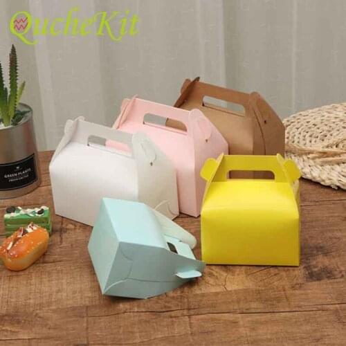 20pcs Portable Kraft Paper Gift Box Packaging Cookie Muffin Cupcake Candy Cake Boxes Christmas Birthday Wedding Party Favors