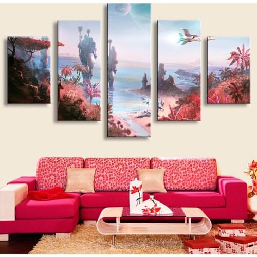5 Pieces Wall Art Canvas Painting Seascape Poster Abstract Art Modern Home Bedroom Living Room Decoration Pictures Modular