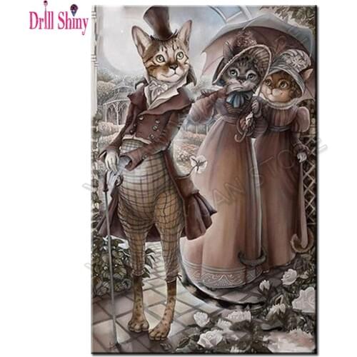 5D Diy Diamond Mosaic Full Diamond Embroidery Mr Cat Picture of Rhinestones Diamond Painting Cross Stitch kit Handwork Craft
