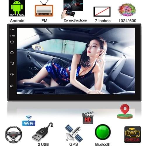 7 inch Touch Screen 2 Din Quad-Core Car Stereo MP5 Player GPS Navi AM FM Radio WiFi BT4.0 Phone Link Head Unit