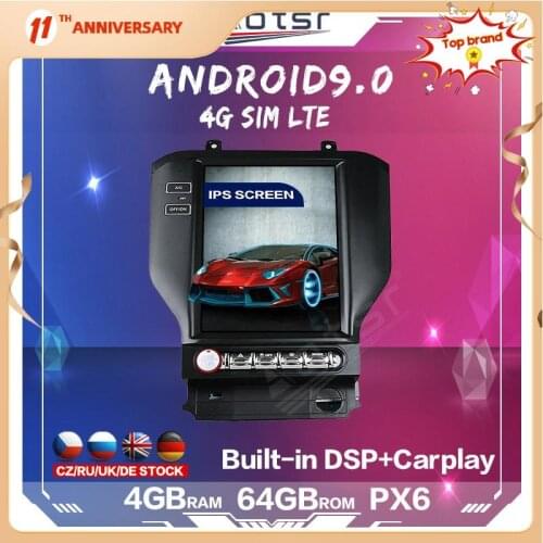 For Ford Mustang 2014-2018 Android Multimedia Tesla Screen PX6 64GB Car Radio 2k Player Auto GPS Navigation DSP carplay 4G LET