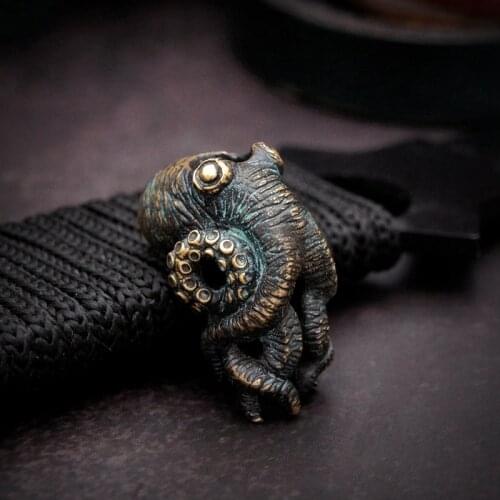 EDC Bronze Knife Beads A Pendant Paracord Outdoor DIY Decorations Bronze Camping Gear EDC Tools