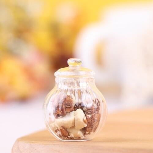 Hot sale 1:12 Dollhouse Miniature Round Glass Bottle Candy Jar Mini Candy Bottle Model