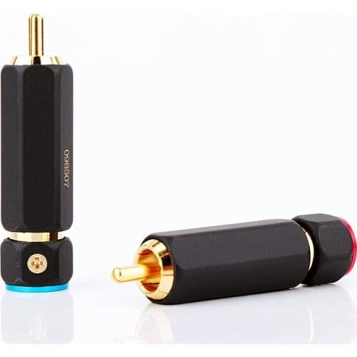 Hifi OFC 24K Gold Plated Lock RCA Connector Coaxial Audio Cable AV Video Plug