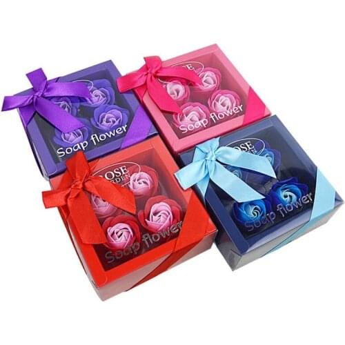 Valentines Day Rose Gift Box Party Favor 4 Soap Flower Romantic Eternal Flowers Mother Birthday Wedding Gifts#404