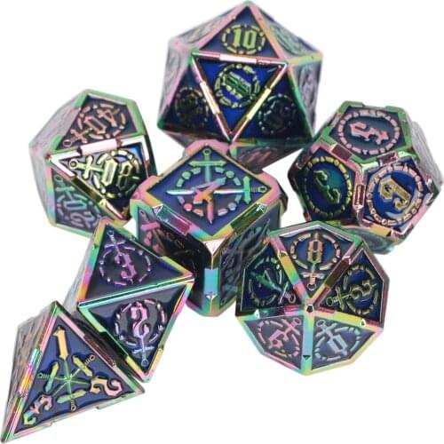 7pcs Set Metal D&D Dice ,Metallic Role-Playing DND Game Dice ,Dice for Dungeon and Dragon Games ,RPG DND Metal Polyhedral Dice
