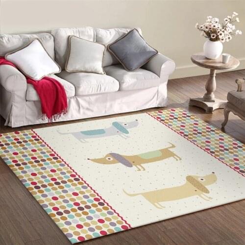 Cartoon Colorful Point Dachshund Dog Carpet for Kids Cute Bedroom Rugs for Girls Boys Kitchen Hall Entrance Carpet