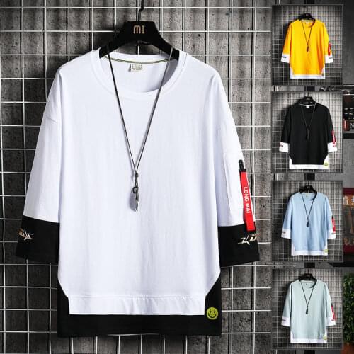 2021 Mens T Shirts Hip Hop Harajuku Fashion Streetwear Short Sleeve Tops Tees Men Casual Men Clothing Embroidery T Shirts Men