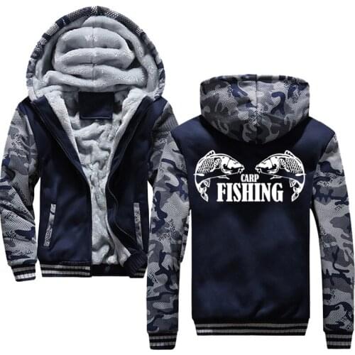 Carp Fishing Animal Men Hoodies Male Warm Thick Velvet Solid Sweatshirt Tracksuit Men Hoodies And Sweatshirts Jacket