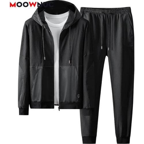 Mens Tracksuit Mens Set Sportswear Jogger Pant + Hoodies New 2021 Male Loose Youth Two Piece Suit Fashion Spring Casual MOOWNUC