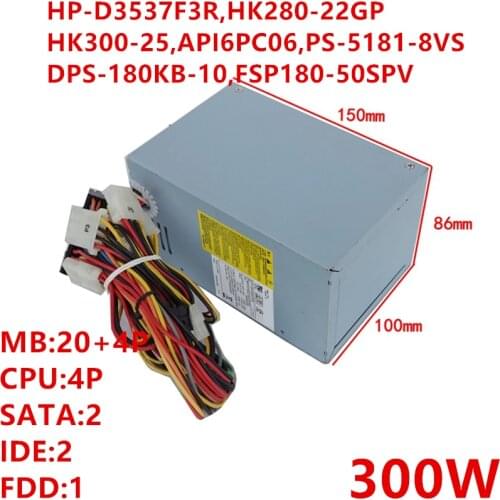 New Original PSU For Lenovo 300W Power Supply HP-D3537F3R HK280-22GP HK300-25 API6PC06 PS-5181-8VS DPS-180KB-10 FSP180-50SPV