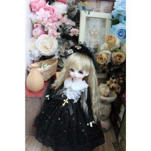 BJD doll clothes suitable for 1/3 1/4 1/6 Blythes Size fashion black lace suit court style doll accessories (Skirt + Tiara)