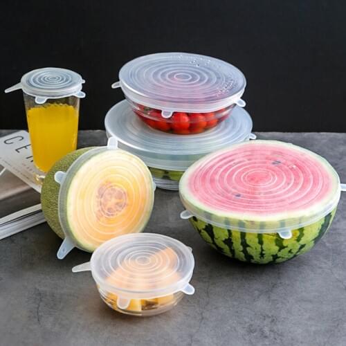 OFEIS 6 Pcs/Set Food Silicone Cover Cap Universal Silicone Lids For Cookware Bowl Reusable Stretch Lids Kitchen OFEIS-YTXJ40229