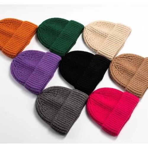 VISROVER 8 colorways Autumn unisex solid color acrylic winter beanies best match bonnet acrylic woman Warm winter skullies gift