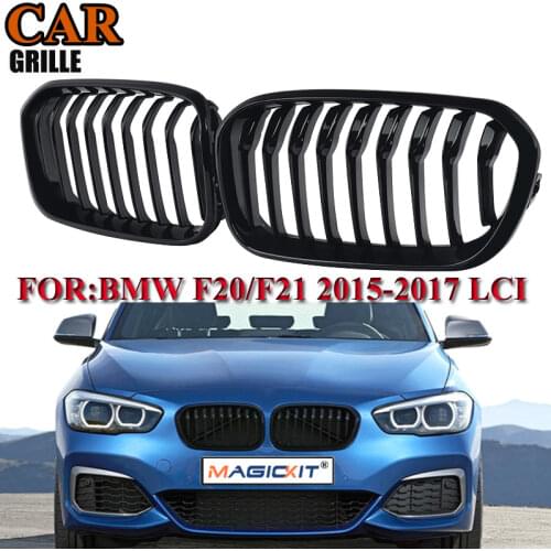 MagicKit Front Kidney Gloss Black Sport Grills Grille For BMW F20/F21 1 Series 15-17 LCI