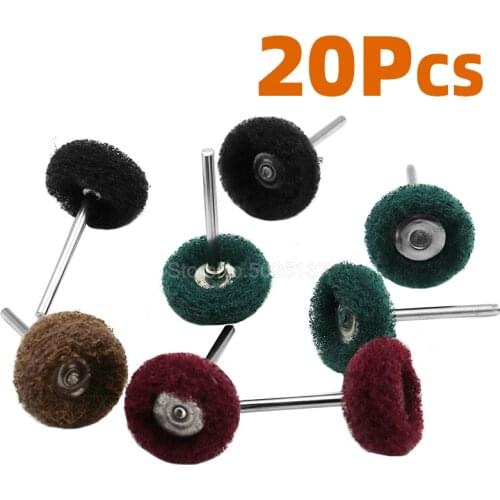 20PCS Mini Drill Abrasive Brush Nylon Buffing Polishing Wheel With For Dremel Rotary Tool Accessories Set Grit 150 Dental