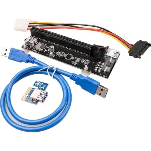 USB 3.0 PCI-E Riser Card PCI-Express 1X to16x Extender Riser Adapter Card SATA 15pin Male to 4pin Power Rising Card for Mining