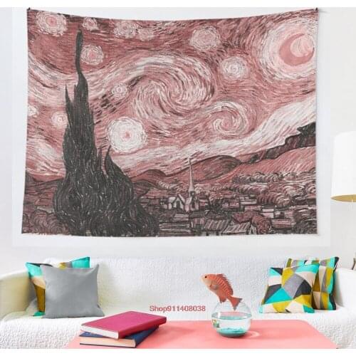 Pink Starry Night tapestry Wall Tapestry Wall Hanging Wall Decor Blanket Bedding Curtain Throw