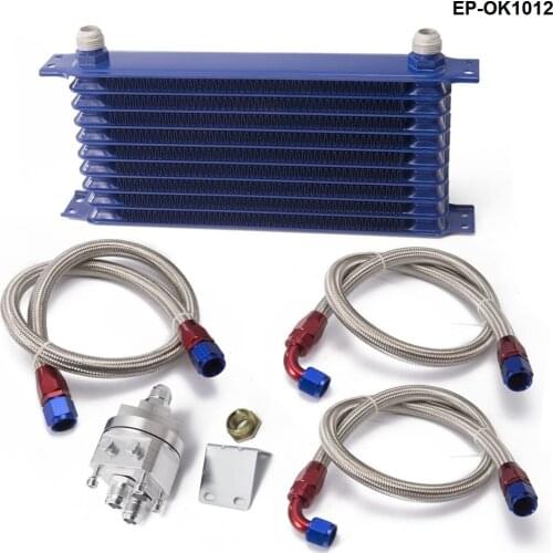 UNIVERSAL 10 ROW OIL COOLER KIT WITH OIL FILTER RELOCATION KIT FOR TURBO RACE EP-OK1012