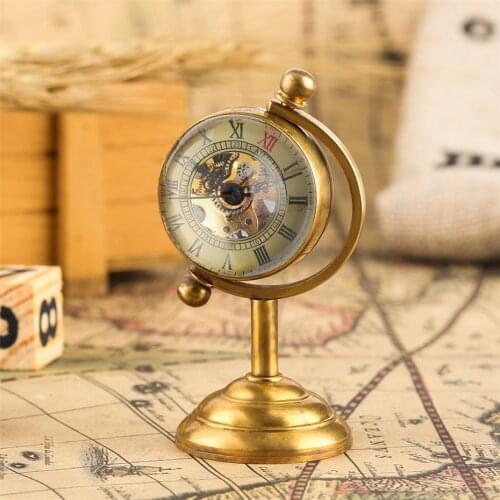 Vintage Decoration Watch Hand Winding Mechanical Watch Exquisite Transparent Ball Roman Numerals Retro Fashion Clock