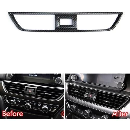YAQUICKA Car Interior Front Dashboard A/C Air Outlet Vent Frame Trim Cover Moldings For Honda Accord 10th 2018 Styling ABS