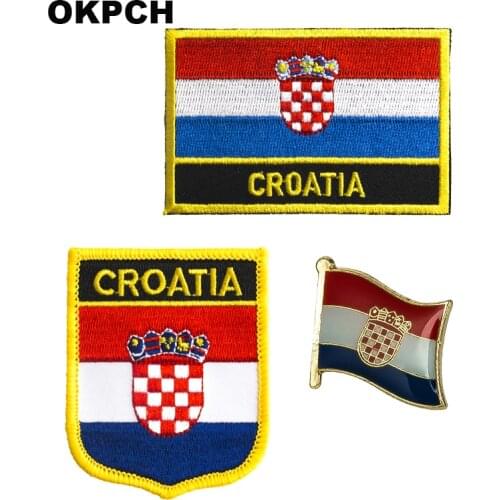 Croatia National Flag Embroidered Iron on Patches for Clothing Metal badges PT0095-3