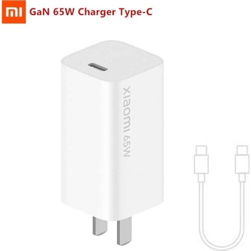 Xiaomi Mi GaN 65W Travel Charger Type-C Smart Output PD Quick Charge 5V9V12V15V=3A 10V=5A 20V=3.25A For Smart Phone