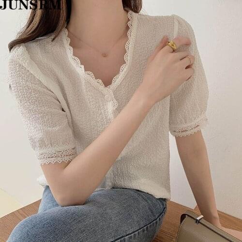 Women Short Sleeve Girls Blouse Plus Size Lace Vintage White Shirt Female Oversize Women Blouses Femme Blusas Tops Summer 2020