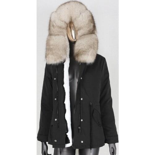 BLUENESSFAIR 2020 Waterproof Women Real Fur Parka Winter Jacket Natural Fox Fur Collar Hood Coat Thick Warm Streetwear Outwear