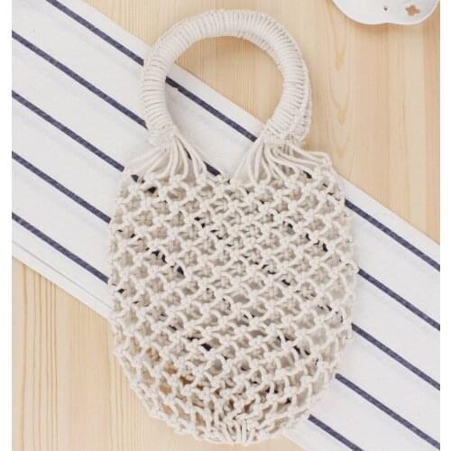 Aaby 2021 Summer Cotton String Bags For Women High Quality Casual Beach Bag For Vacation With Hollow Out Fashion