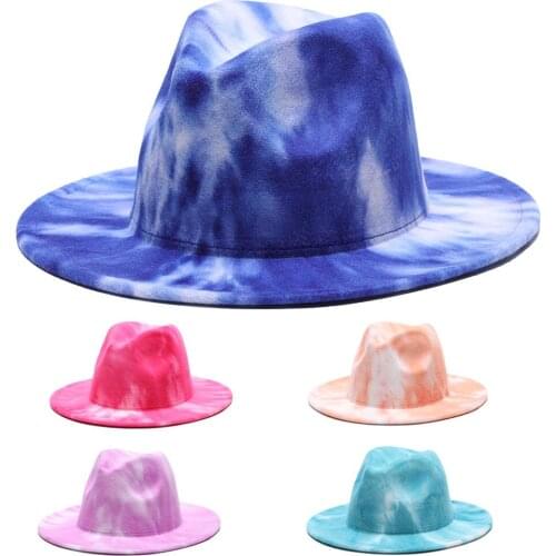 2021 NEW felted women hats wide brim graffiti fedora hats western cowboy fascinator men women formal wedding hat