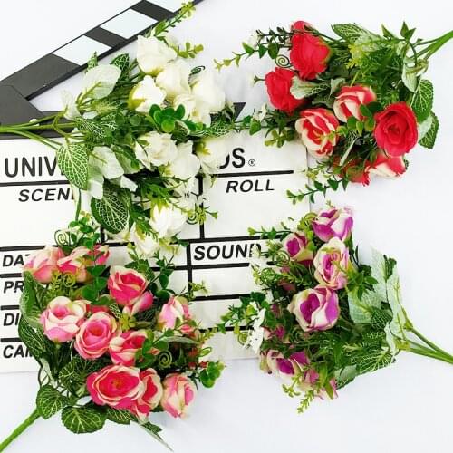 1 Bouquet Artificial Flowers Peony Color Rose Silk Fake Flower DIY Living Room Home Garden Wedding Decoration